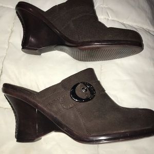 Chocolate Wedge Mules